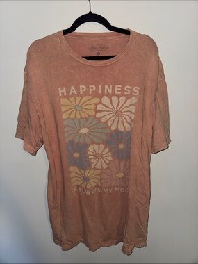 Lotus Fashion Rust Floral 'Happiness' Short Sleeve Tee